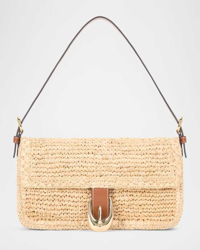 Harlow Flap Raffia Shoulder Bag